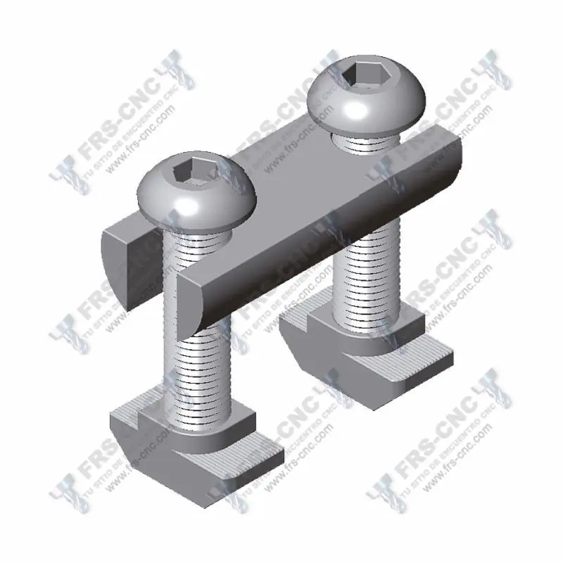 Brida de Unión para Perfil de Aluminio T10 3 Brida de unión (Acero zincado) # Fastening set (Zinc plated steel)