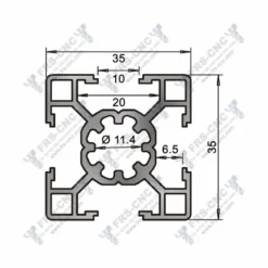 Dimensiones perfil aluminio ranurado 35x35 básico