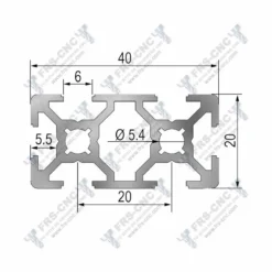 Dimensiones del perfil de aluminio 20x40 básico